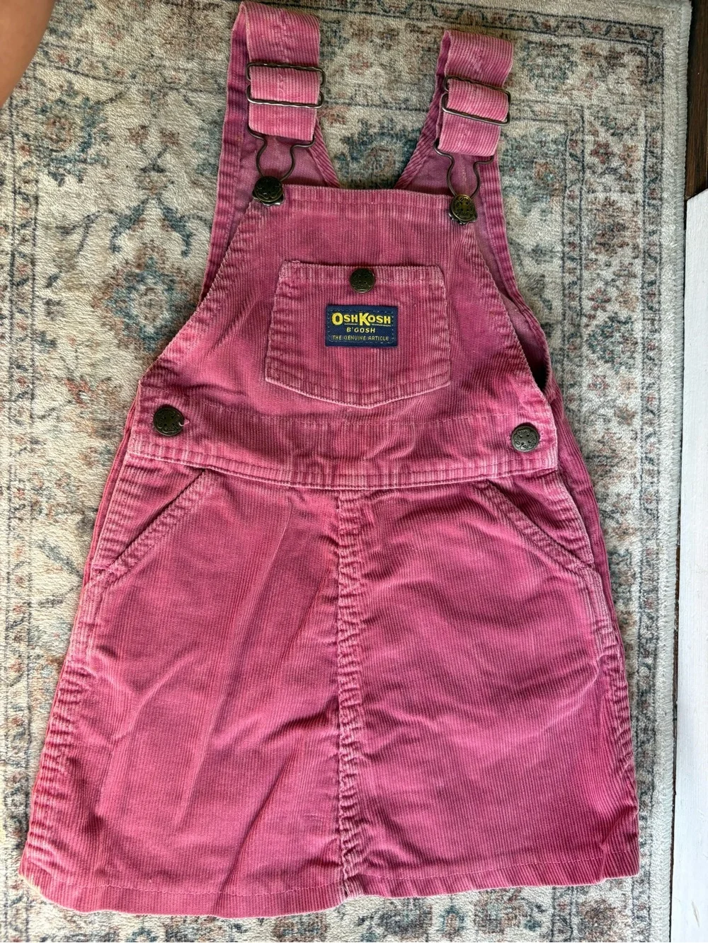 Vintage Girls Pink Corduroy Overall Dress Size 4T